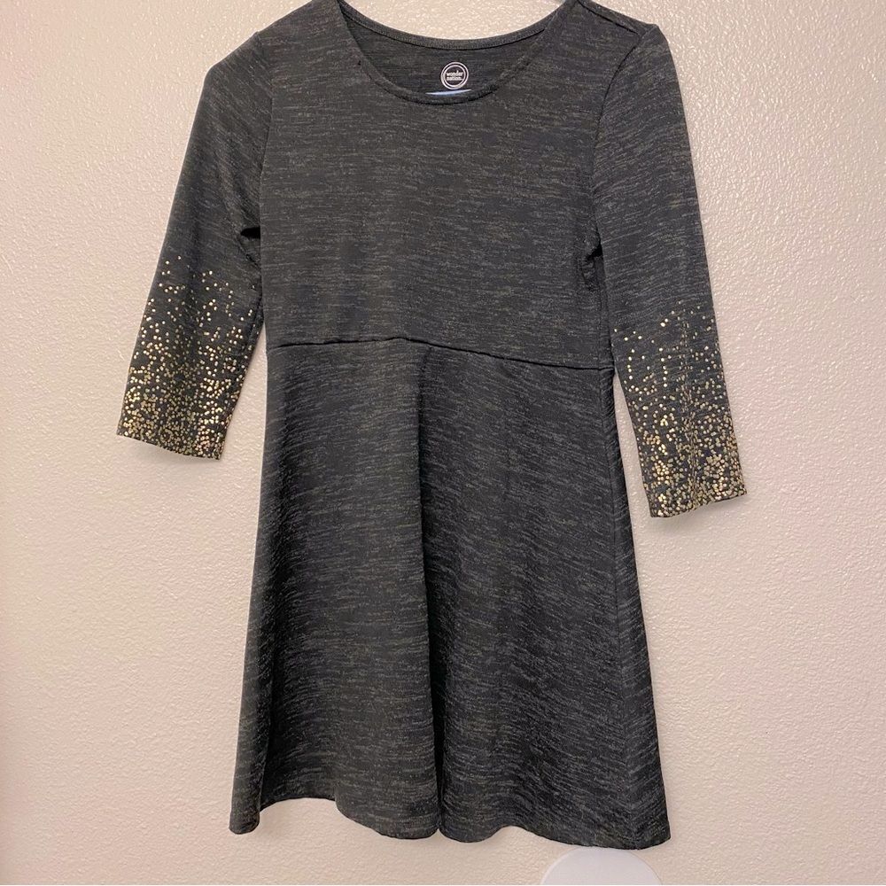 Wonder Nation Long Sleeve knit gray crew neck stretch fall winter Dress 10-12